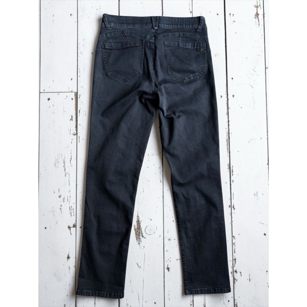 Democracy Ab Solution Black Coated Jeans Size 8 Slim Straight Stretch Mid Rise - Picture 4 of 10